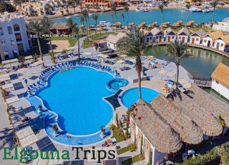Spa & Trips from Panorama Bungalows Resort aerial view of pool and lagoon